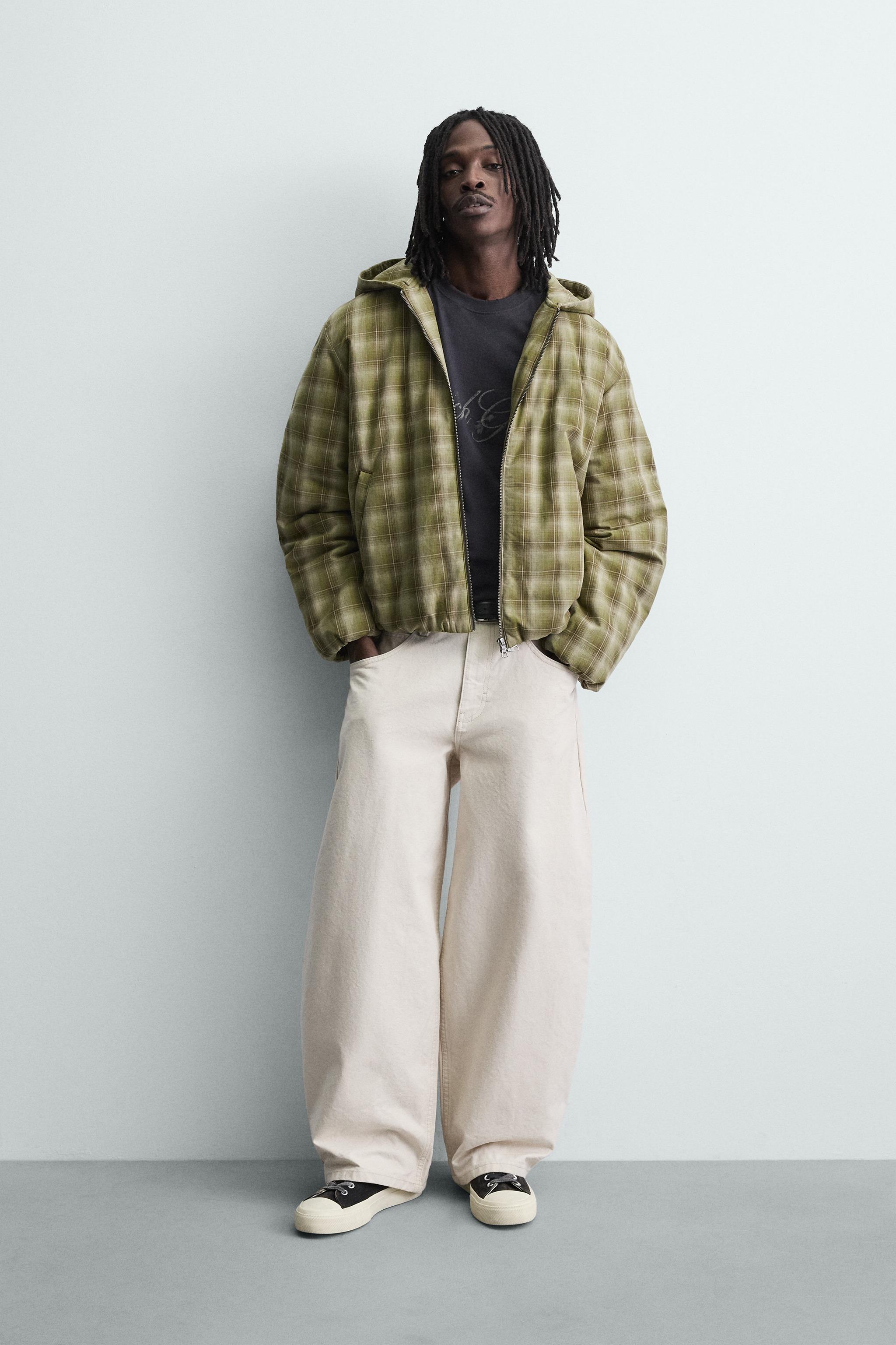 BLOUSON À CARREAUX AVEC CAPUCHE